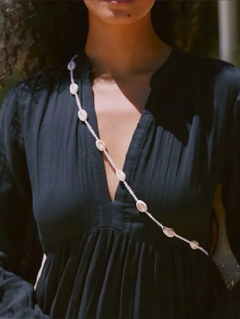 Anthropologie Black Tiered Long-Sleeve Kallie mini dress - large - Picture 2 of 8